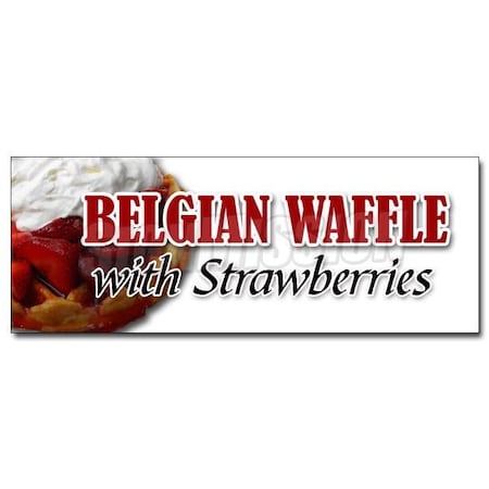 BELGIAN WAFFLE WITH STRAWBERRIES DECAL Sticker Whip Cream Syrup Breakfast